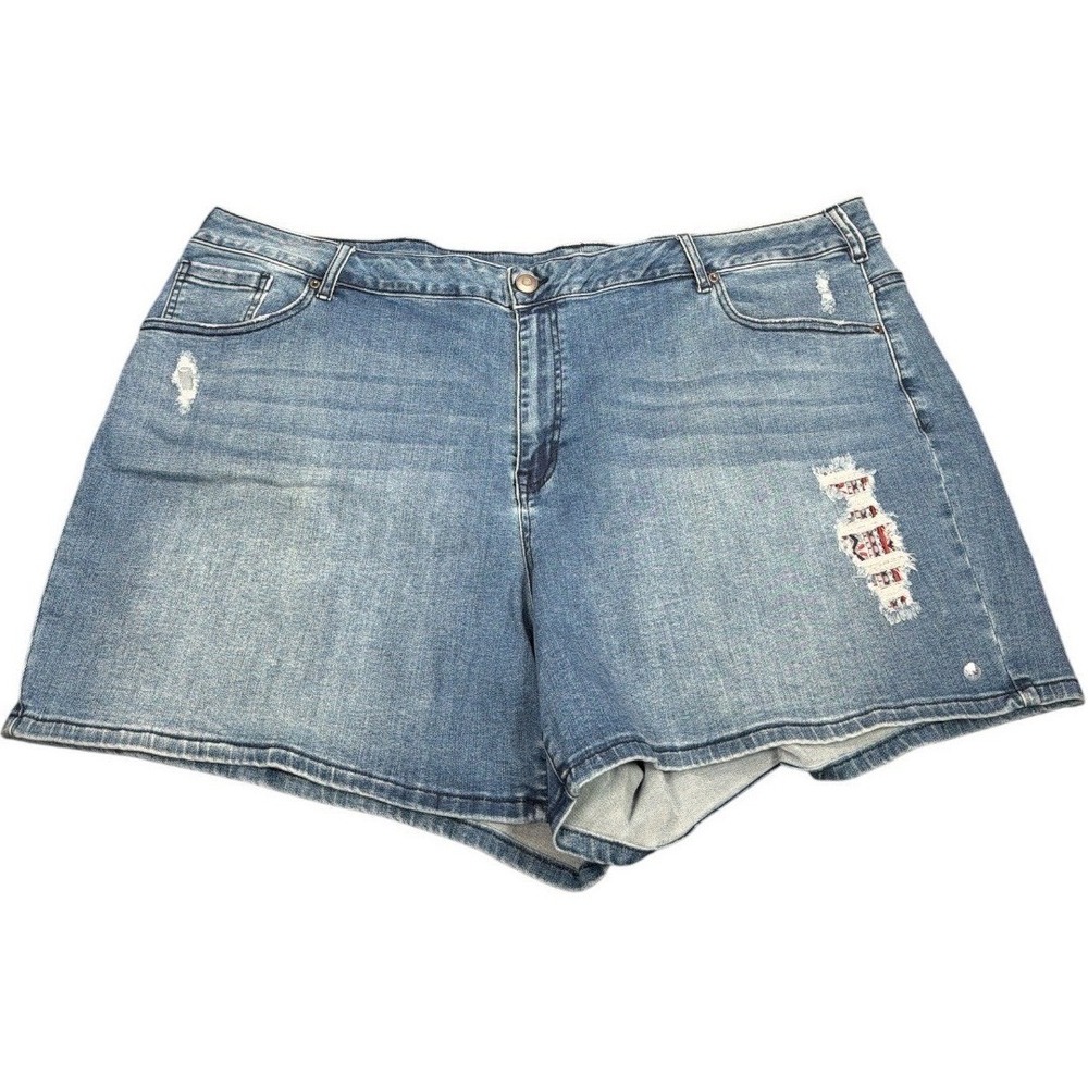 Venezia Lane Bryant Womens Blue Distressed Denim Shorts Plus Size 22